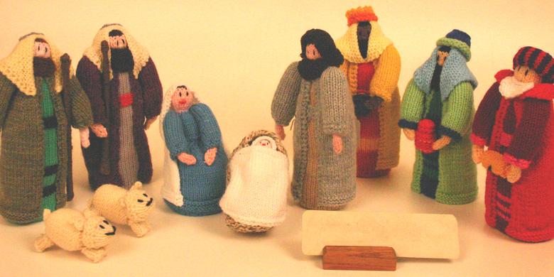 English Knitted Doll Nativity Set