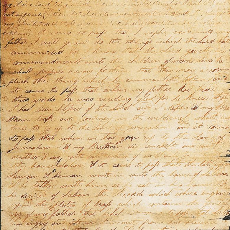 Book of Mormon Original Manuscript Showing 1 Nephi 3