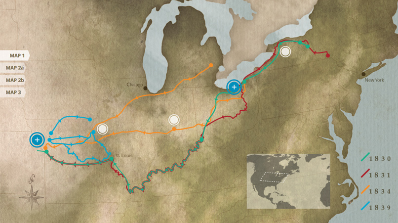 Interactive Map: Mormon Trails, Ohio and Missouri (1830–1839)