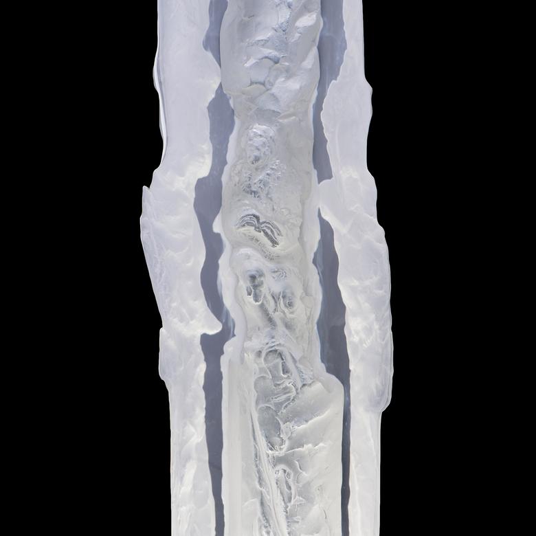 A clear resin sculpture by Leroy Transfield depicting Christ's Transfiguration.