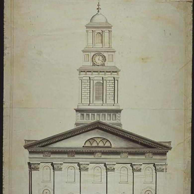 Front elevation of the Nauvoo Temple