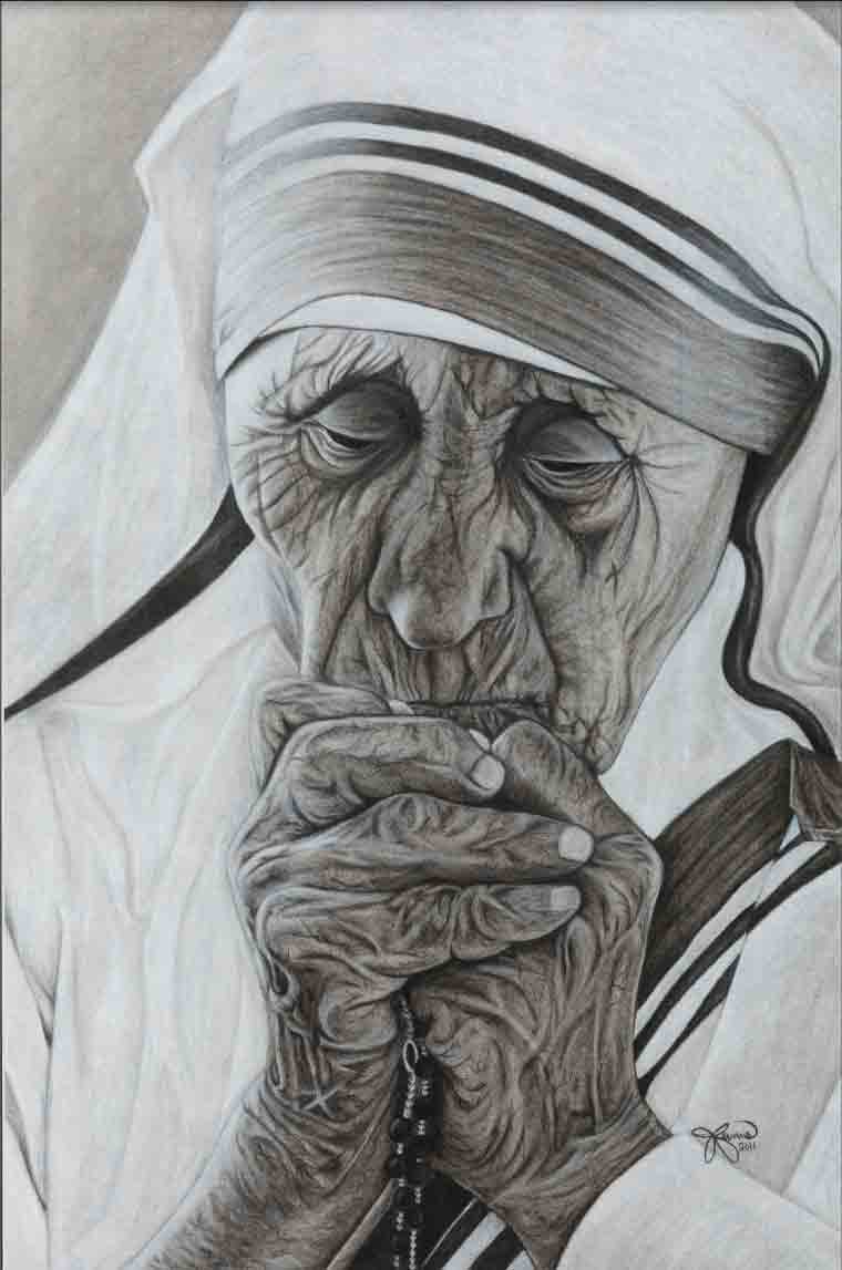 Mother Teresa - Color Pencil - Working on portraits | Portrait drawing,  Portrait, Pencil drawing pictures