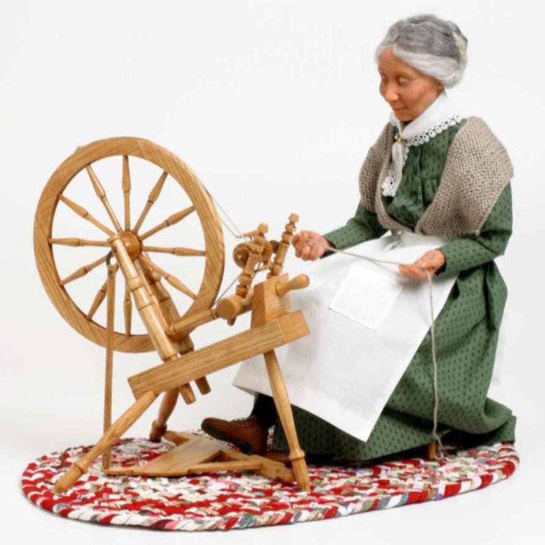Pioneer Woman at Her Spinning Wheel