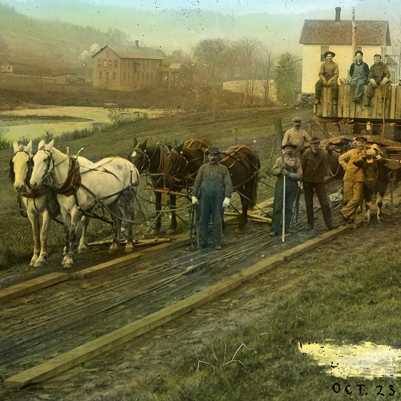 Teams of Men, Horses, and Oxen on the Track