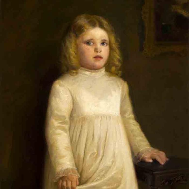 June Rose Harwood in White Silk Dress