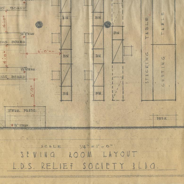 Architectural drawing for the Relief Society Building