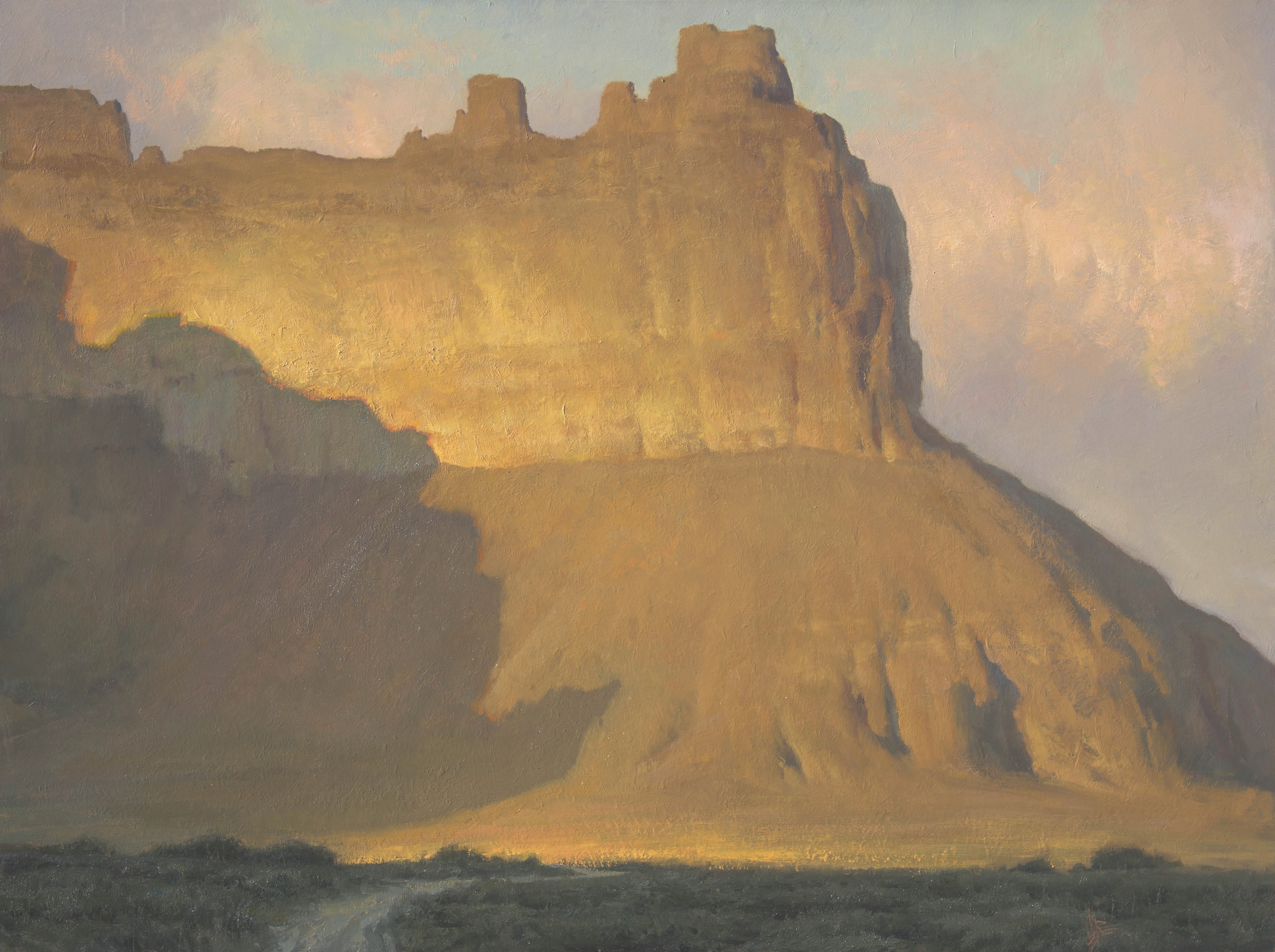 Sunlight and shadows on Scott's Bluff, Nebraska.