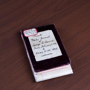 George Q. Cannon, Journal, 1 February–31 May 1885. See <a href="/george-q-cannon/1880s/1885/02-1885?lang=eng#aside1">Source Note</a> for physical description. (Church History Library, Salt Lake City. Photograph by James R. Findlay.)