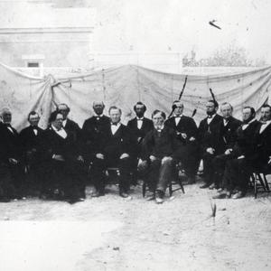 Front row, left to right: George A. Smith, Brigham Young, Daniel H. Wells. Back row: Orson Hyde, Orson Pratt, John Taylor, Wilford Woodruff, Ezra T. Benson, Charles C. Rich, Lorenzo Snow, Erastus Snow, Franklin D. Richards, George Q. Cannon, Brigham Young Jr., Joseph F. Smith. (Used by Permission, Utah State Historical Society, Salt Lake City. Photograph by Charles R. Savage.)