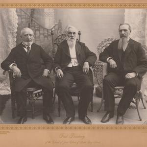 Left to right: George Q. Cannon, Lorenzo Snow, Joseph F. Smith. (Church History Library, Salt Lake City. Photograph by Fox and Symons.)