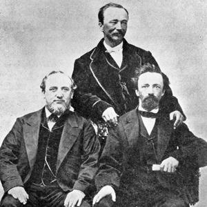 Circa 1870. Left to right: George Q. Cannon, David H. Cannon, Angus M. Cannon. (Used by Permission, Utah State Historical Society, Salt Lake City.)