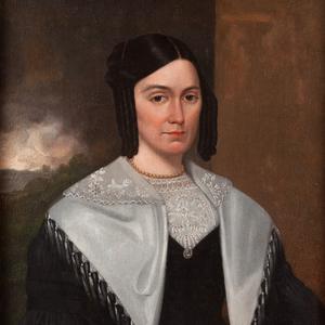 1842. Emma Smith became the first president of the Relief Society around the time she posed for this portrait. Portrait by David Rogers. (Courtesy Community of Christ Library-Archives, Independence, MO.)