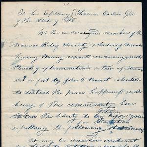 One thousand Nauvoo Relief Society members signed a petition requesting that Illinois governor Thomas Carlin not extradite Joseph Smith to Missouri for trial. (Church History Library, Salt Lake City.)