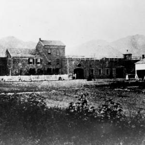 This photograph of the Utah Territorial Penitentiary is dated 31 October 1855, during the facility’s first year of operation. The penitentiary stood in what is now Sugar House Park in Salt Lake City. Isabelle Maria Harris spent the summer of 1883 there after being convicted of contempt of court; because she was the penitentiary’s first female inmate, a room was constructed for her adjacent to the warden’s home outside the penitentiary wall. (Used by permission, Utah State Historical Society.)