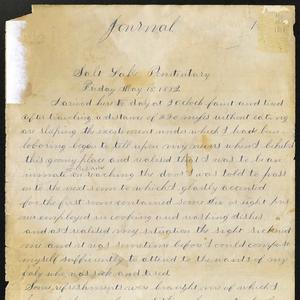 Excerpt from 18 May 1883 entry: “I arived here to day at 3 oclock faint and tired after traveling a distance of 220 myles without eating are sleeping the excitement under which I have been laboring began to tell upon my nevers.” A transcript of the complete journal entry is <a href="/belle-harris/1883/1883-05">available here</a>. (Church History Library, Salt Lake City.)