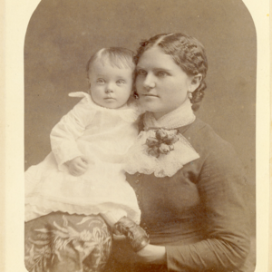 Isabelle Maria Harris and her son Horace Merrill were photographed at the Salt Lake City studio of Charles R. Savage around the time of their confinement in the Utah Territorial Penitentiary. Harris was imprisoned from 18 May to 31 August 1883 after being convicted of contempt of court; young Horace was allowed to stay with his mother in the penitentiary and spent his first birthday there. (PH 12035, Church History Library, Salt Lake City.)