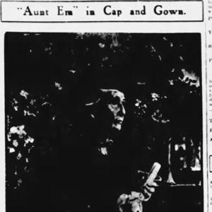 On 29 February 1912, Emmeline B. Wells’s eighty-fourth birthday, President Joseph F. Smith presented her with an honorary doctorate in literature from Brigham Young University. The presentation ceremony was held at a reception hosted by the Relief Society general board in the Bishop’s Building. Wells called the occasion “the greatest day” and “a very grand affair and un[i]que in the history of Utah.” The photograph shown here was taken 1 March. (“‘Aunt Em’ in Cap and Gown,” <i>Deseret Evening News,</i> 2 Mar. 1912, 5; EBW, Diary, 29 Feb. 1912.)