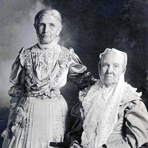 Bathsheba W. Smith (seated) was the fourth general president of the Relief Society. Emmeline B. Wells was the fifth general president. Photograph by studio of Olsen and Griffith. (PH 1700 2881, Church History Library, Salt Lake City.)