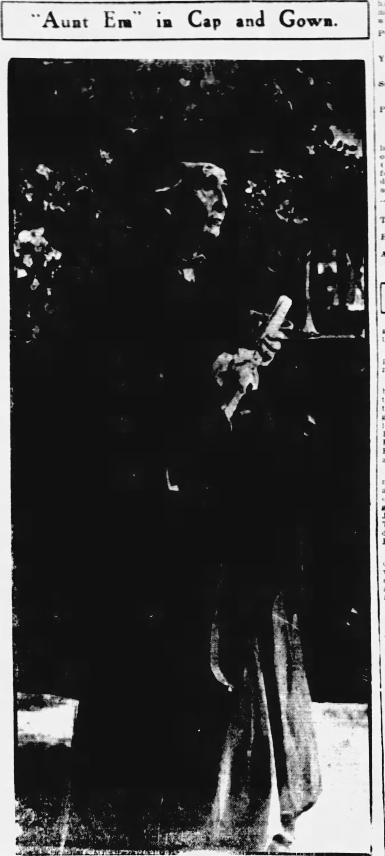 On 29 February 1912, Emmeline B. Wells’s eighty-fourth birthday, President Joseph F. Smith presented her with an honorary doctorate in literature from Brigham Young University. The presentation ceremony was held at a reception hosted by the Relief Society general board in the Bishop’s Building. Wells called the occasion “the greatest day” and “a very grand affair and un[i]que in the history of Utah.” The photograph shown here was taken 1 March. (“‘Aunt Em’ in Cap and Gown,” <i>Deseret Evening News,</i> 2 Mar. 1912, 5; EBW, Diary, 29 Feb. 1912.)