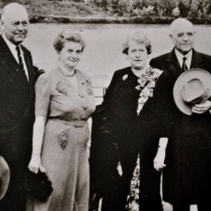 Left to right: Joel Richards, Georgina Felt, Betsy Hollings, George F. Richards. George and Betsy married on 20 July 1947. (Photograph provided by FamilySearch.org [https://www.familysearch.org/tree/person/details/KW8W-MCD; accessed 7 May 2019].)