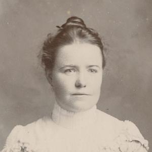 Clara Holbrook, an early Latter-day Saint woman missionary, sits for a portrait taken by a studio in Ashford, Kent, England, during her service in the British Mission. (MS 29515, Church History Library, Salt Lake City.)