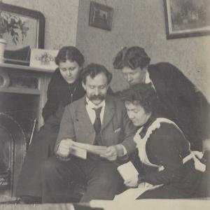 Inez Knight (left), John R. Hindley, Joseph R. Squires, and Eliza Chipman. Circa 1898. (MS 29199, Church History Library, Salt Lake City.)