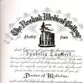 Isabella Lambert Doctor of Medicine Certificate,  1893