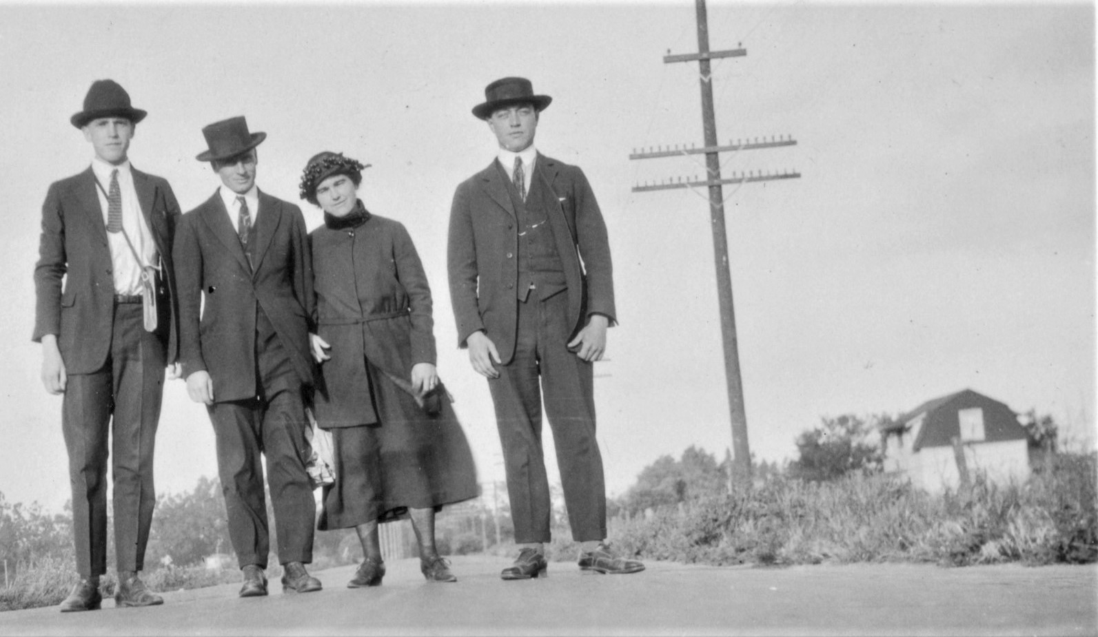 Missionaries standing between Palo Alto and Runnymede California,  1923 May 17