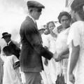 Gilbert Randall Tingey saying goodbye to the saints as he leaves Apia, Samoa