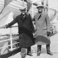 Elders Erikson and Sanders on the ship SS Hellig Olav on their way to Sweden, 1928