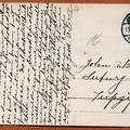Back of postcard photo of Artimus T Millett,  1910 August 16