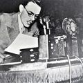 Richard Evans in Action Doing a Radio Broadcast