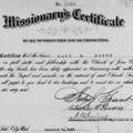 Mary Booth Missionary Certificate