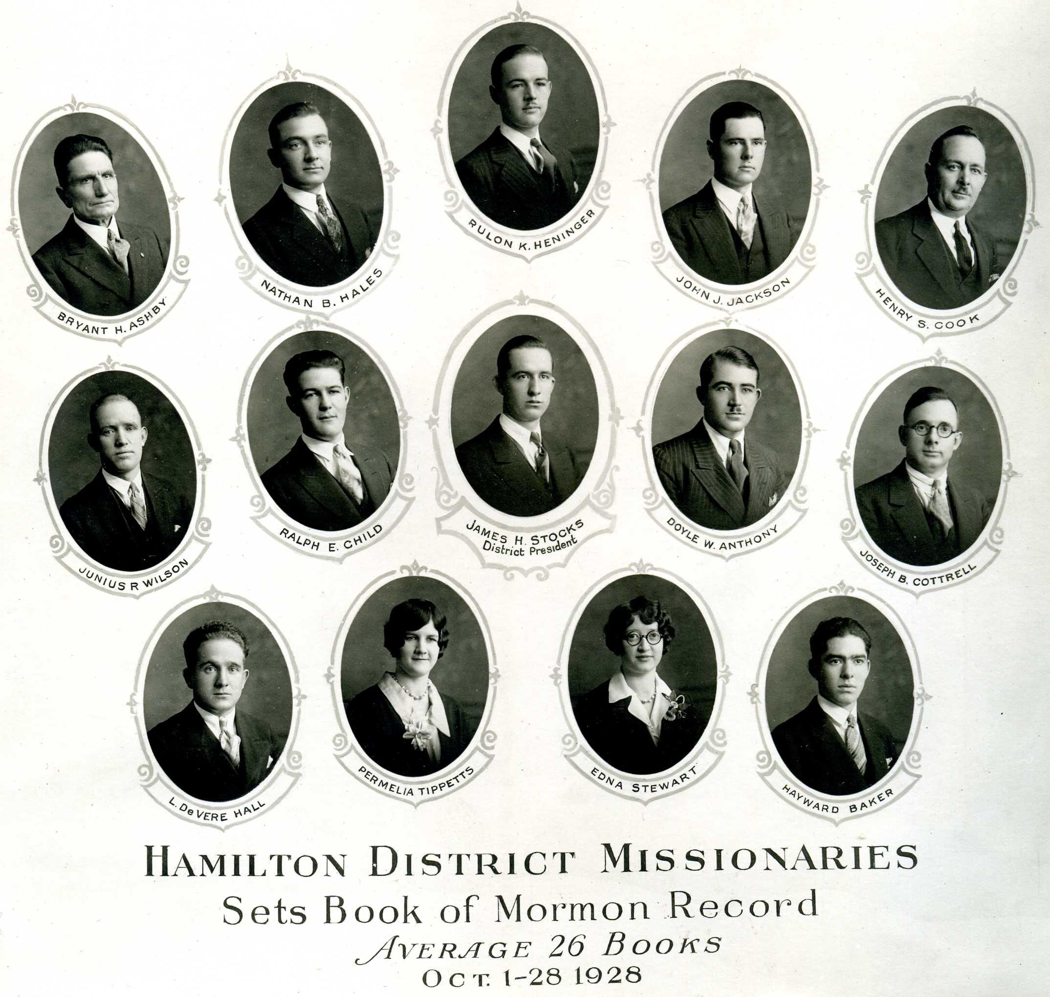 Hamilton district missionaries, Canadian Mission, 1928