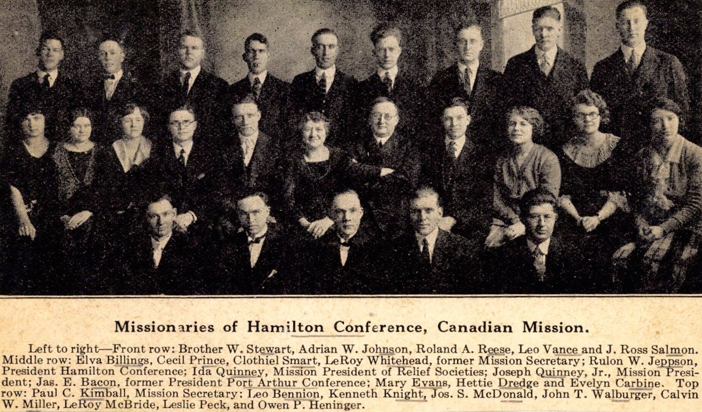 Missionaries of the Hamilton Conference, Canadian Mission, 1924