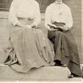 Central States Mission Sisters sitting on steps after a day of visiting, Between 1909 April – 1911 April