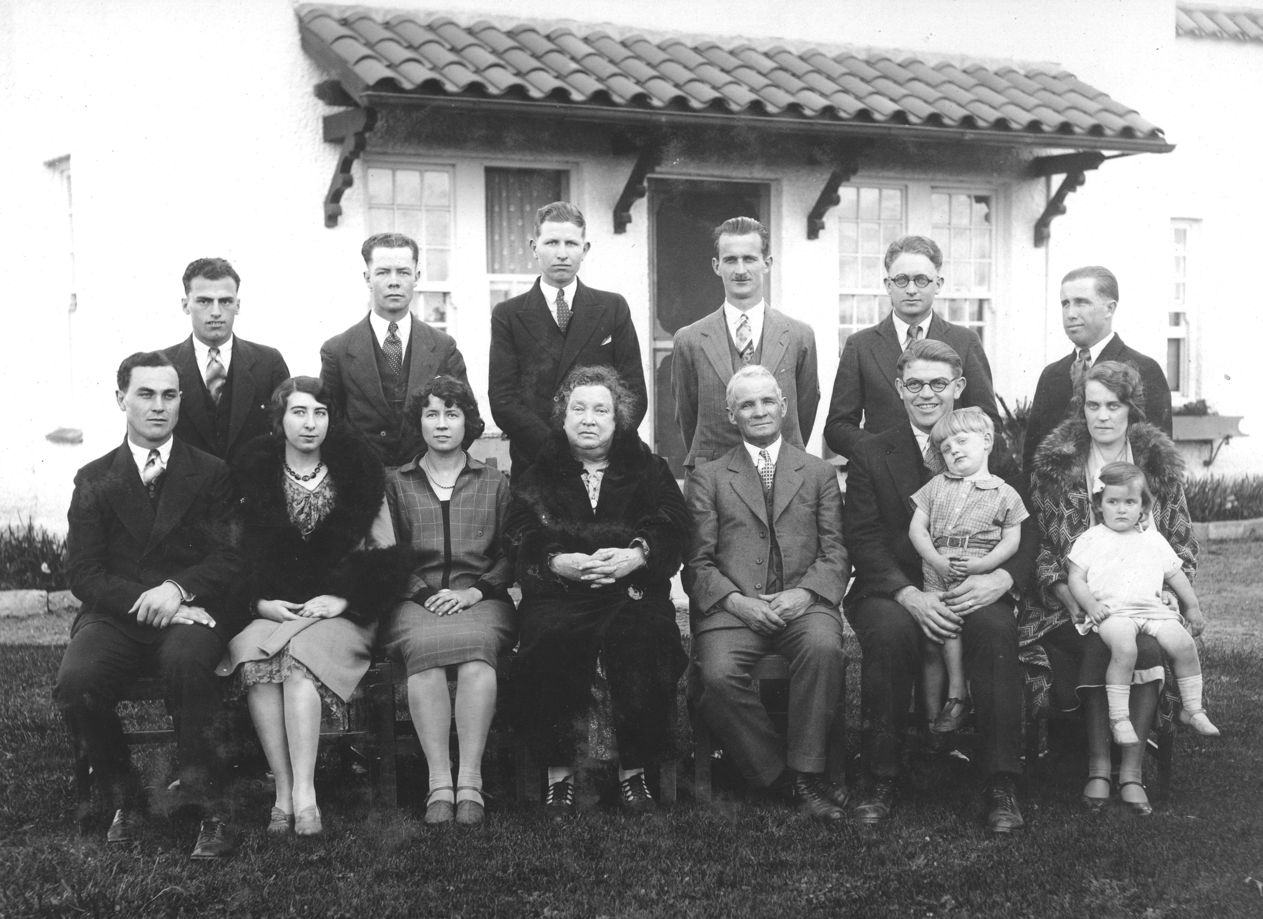 President Ariel Smith Ballif at the Maori Agricultural College with N.Z. Mission Staff 1929