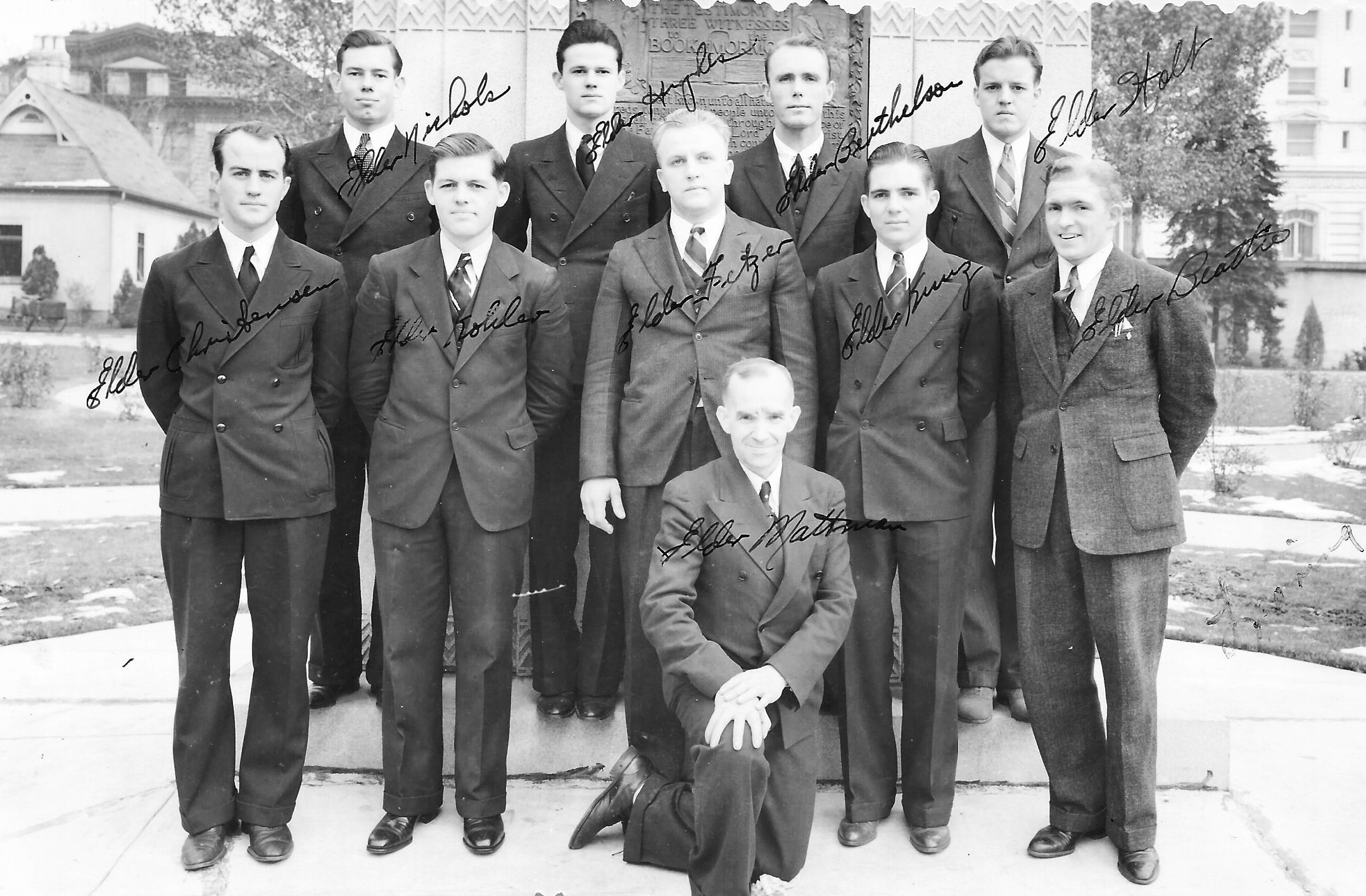 Missionary group, probably in training in Salt Lake City, ca 1936