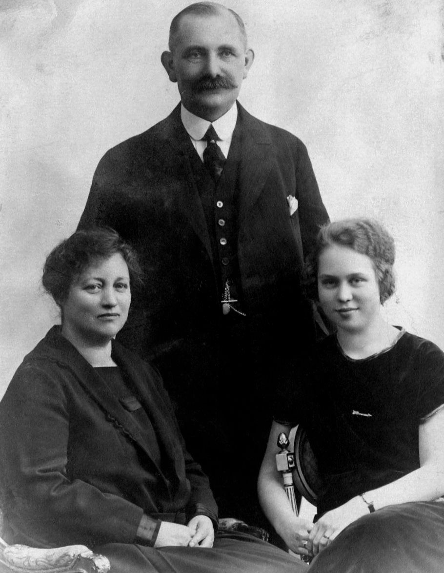 John Soren Hansen, wife Anna, daughter Muriel, while serving as Mission President in Denmark.